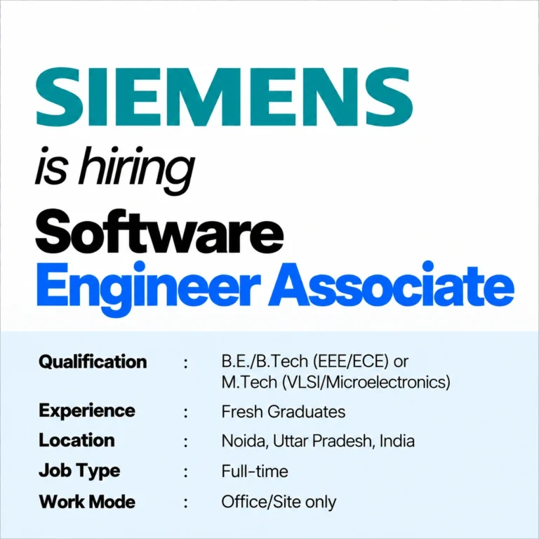 Siemens Hiring 2026 | Software Engineer Associate | Fresh Graduates | Noida