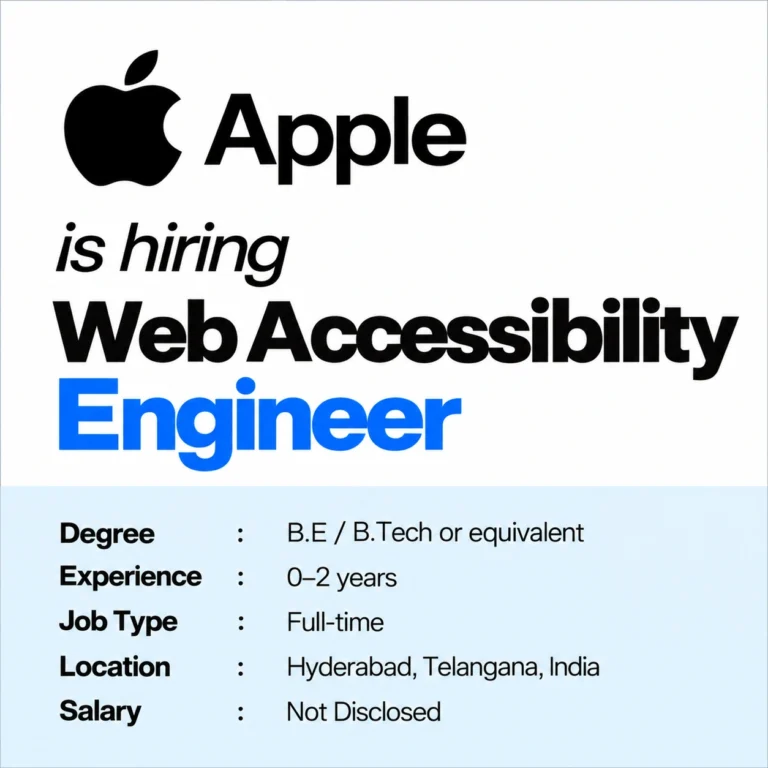 Apple Hiring 2026 | Web Accessibility Engineer | Freshers | 0–2 Years | Hyderabad