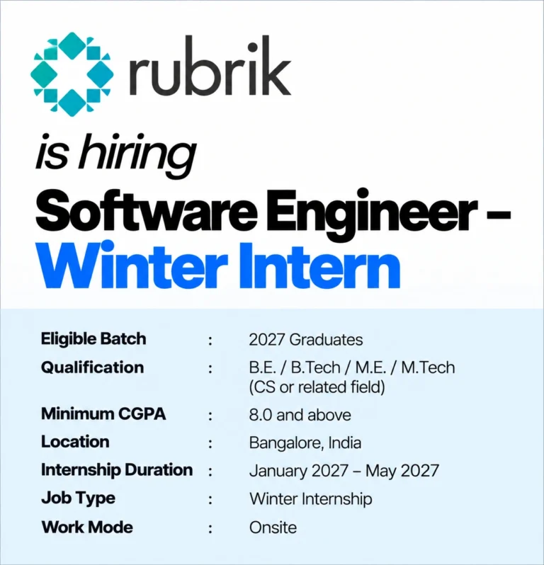 Rubrik Hiring 2026 | Software Engineer – Winter Intern | 2027 Graduates | Bangalore